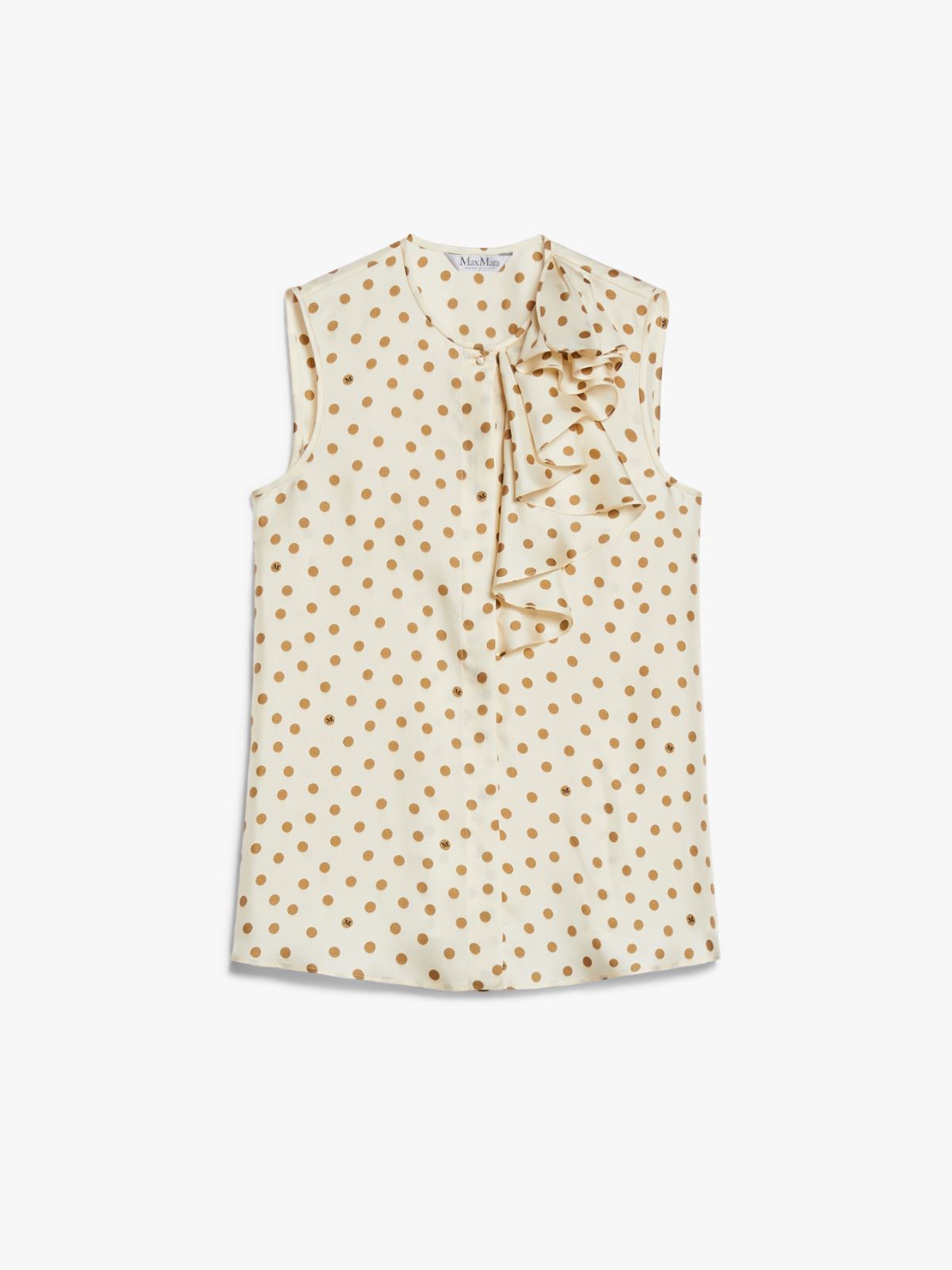 Printed silk top with ruffles