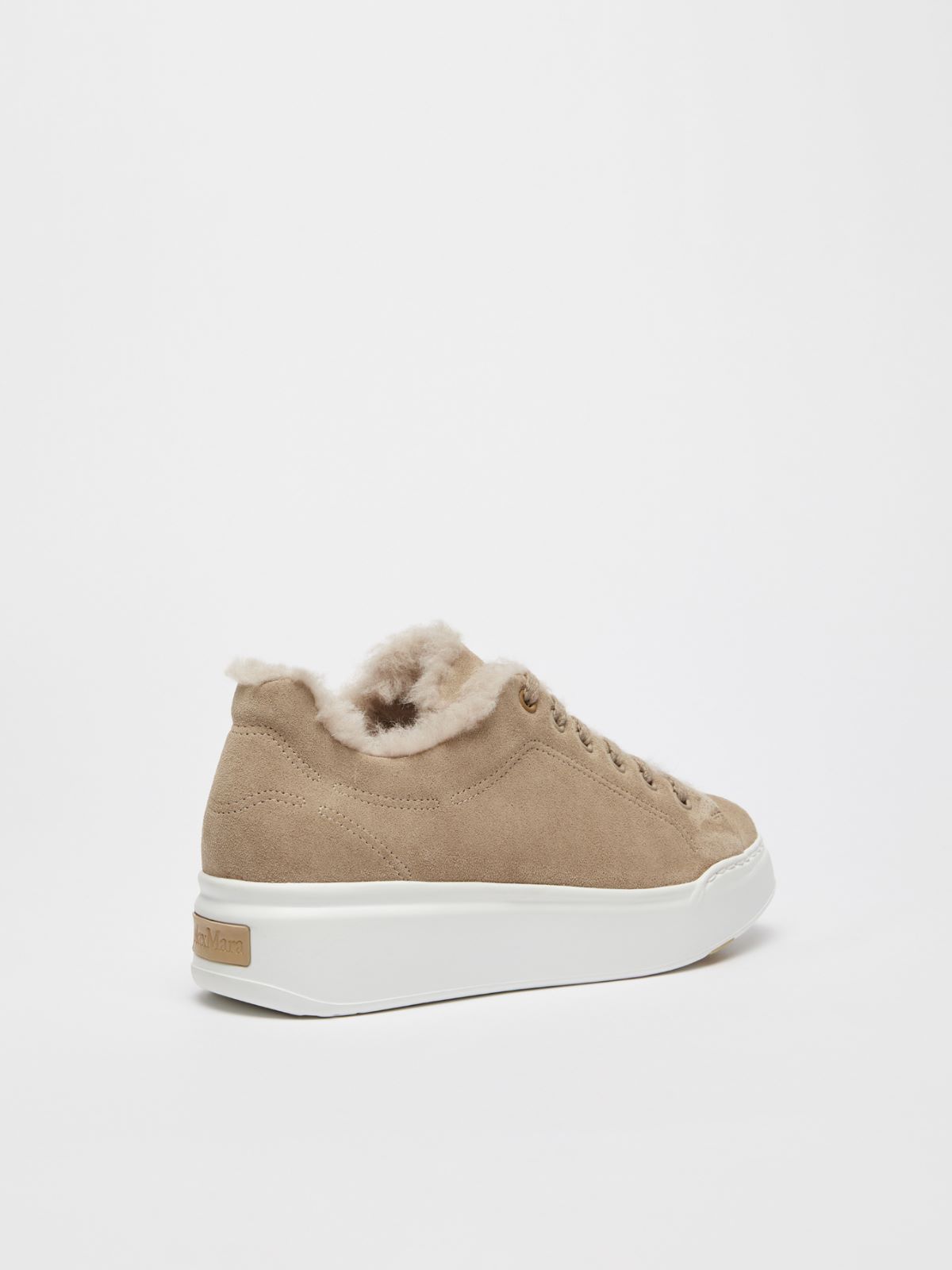 Sneakers in suede and wool and alpaca Teddy fabric