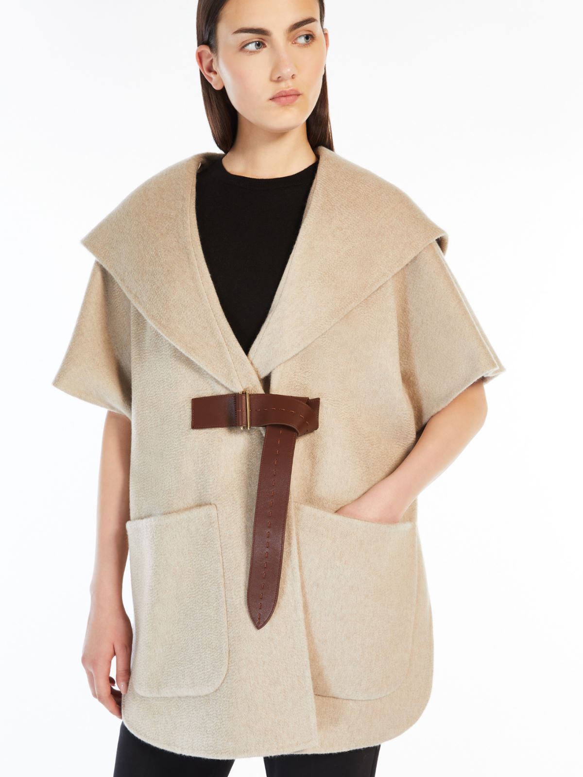 Sable-look cashmere cape