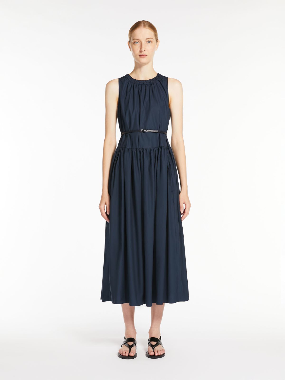 Poplin dress with belt