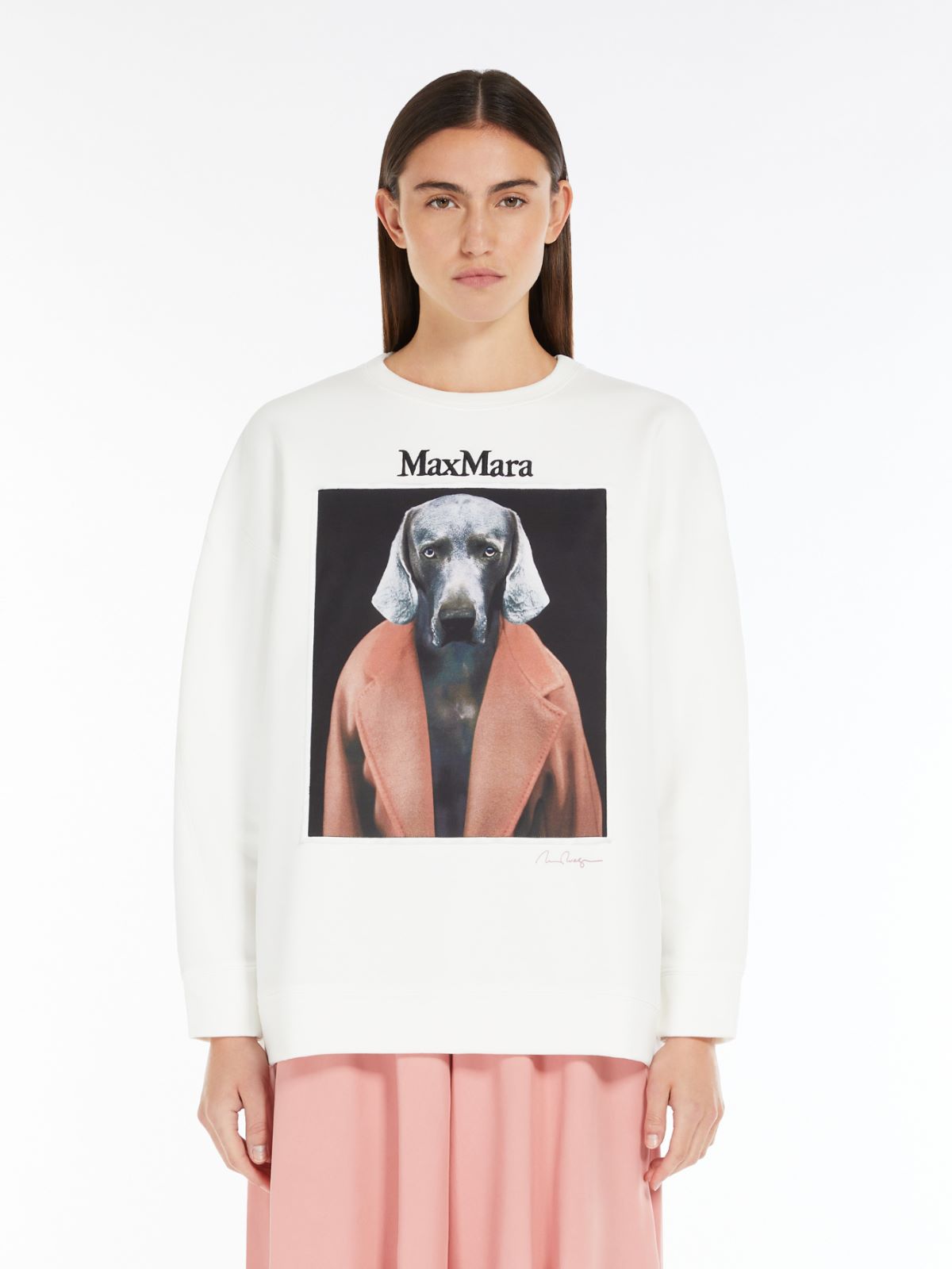 Cotton sweatshirt with Wegman print