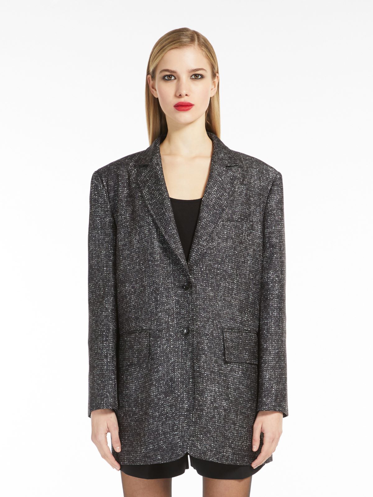 Single-breasted blazer in printed silk