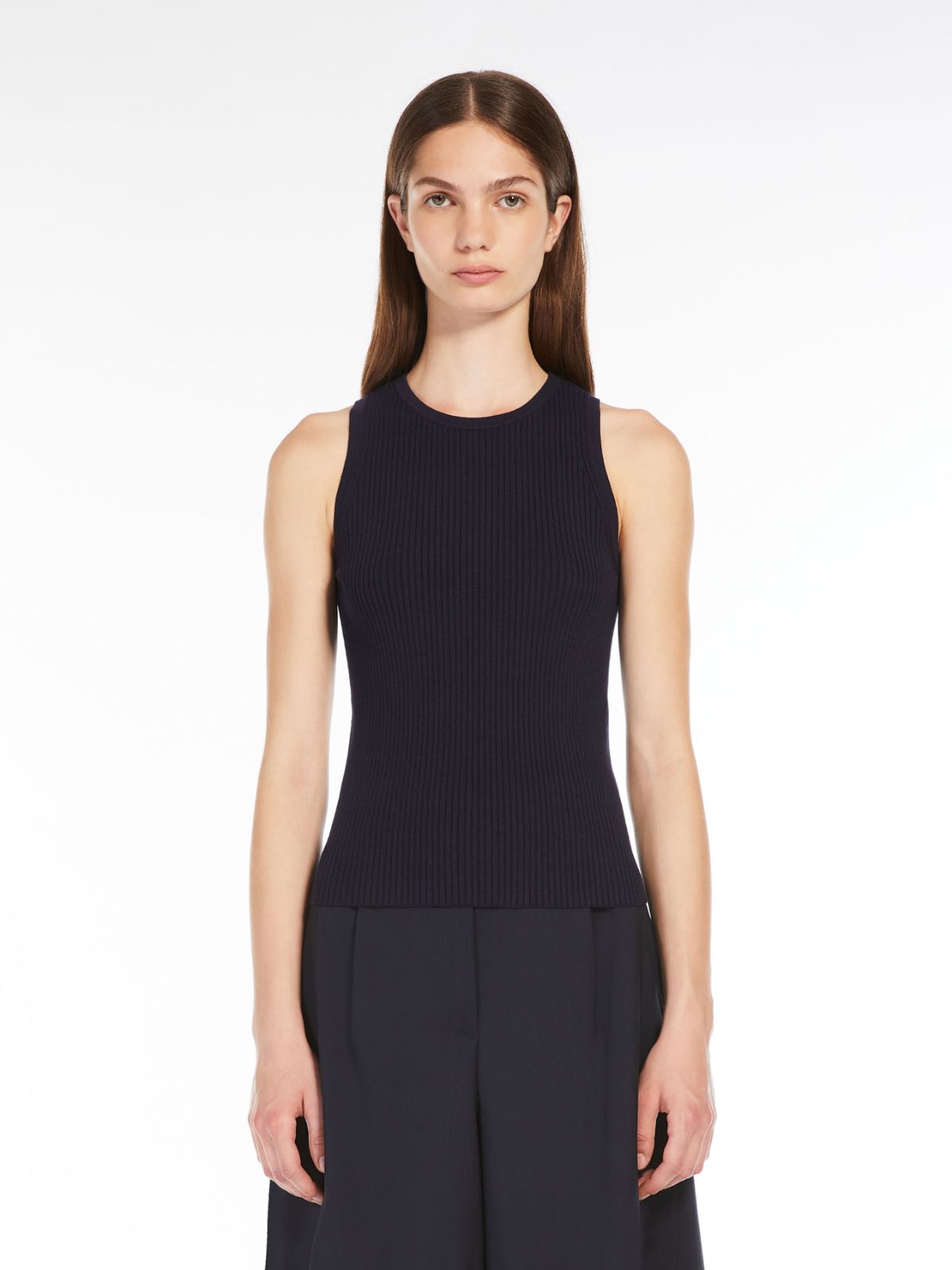 Rib-knit viscose top