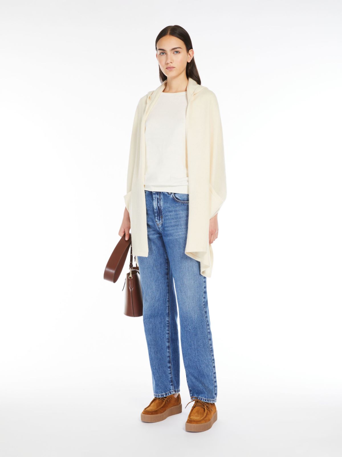 Hooded cashmere shawl