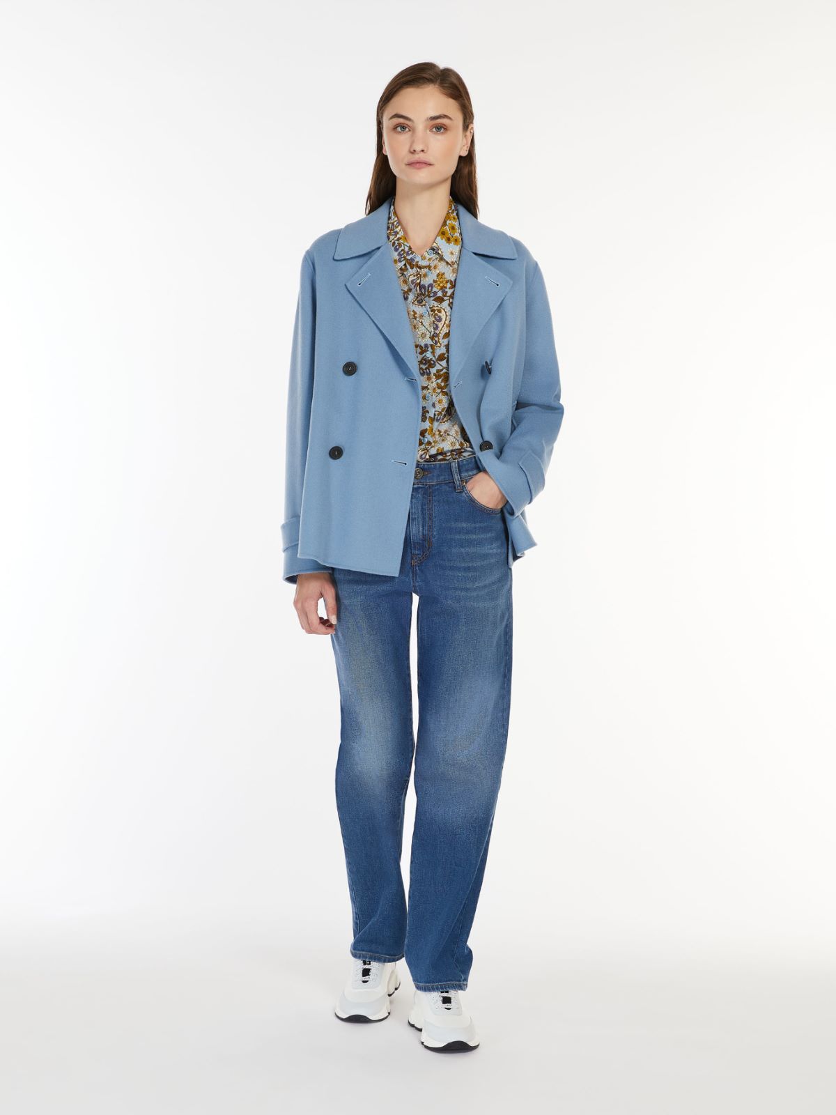 Double-breasted wool pea coat