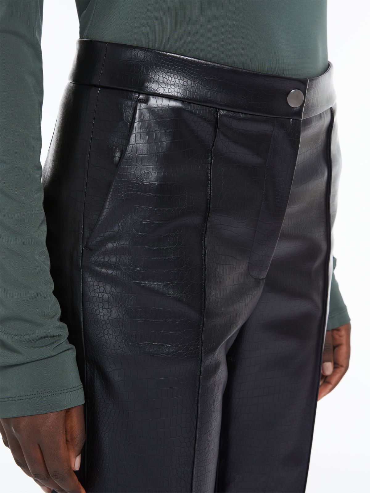 Crocodile-print jersey trousers