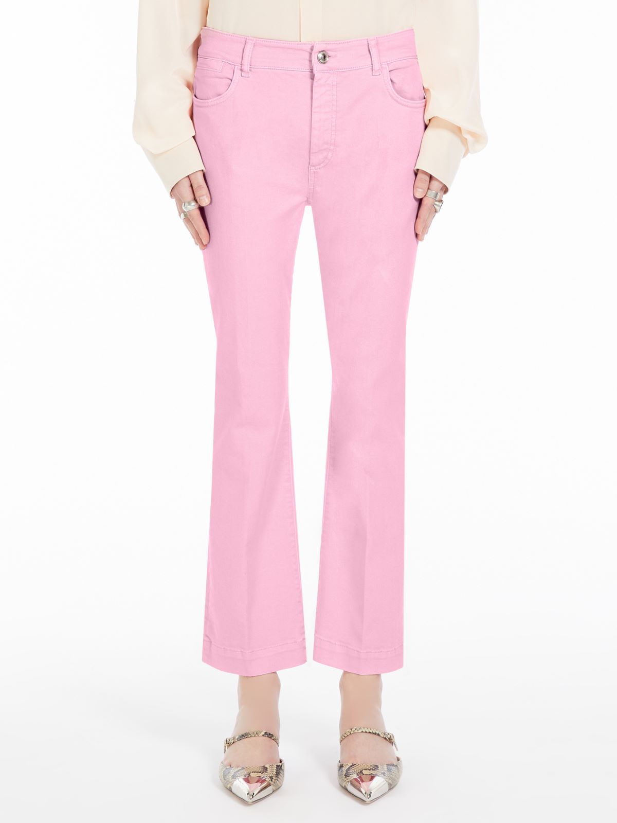 Denim mini flare trousers