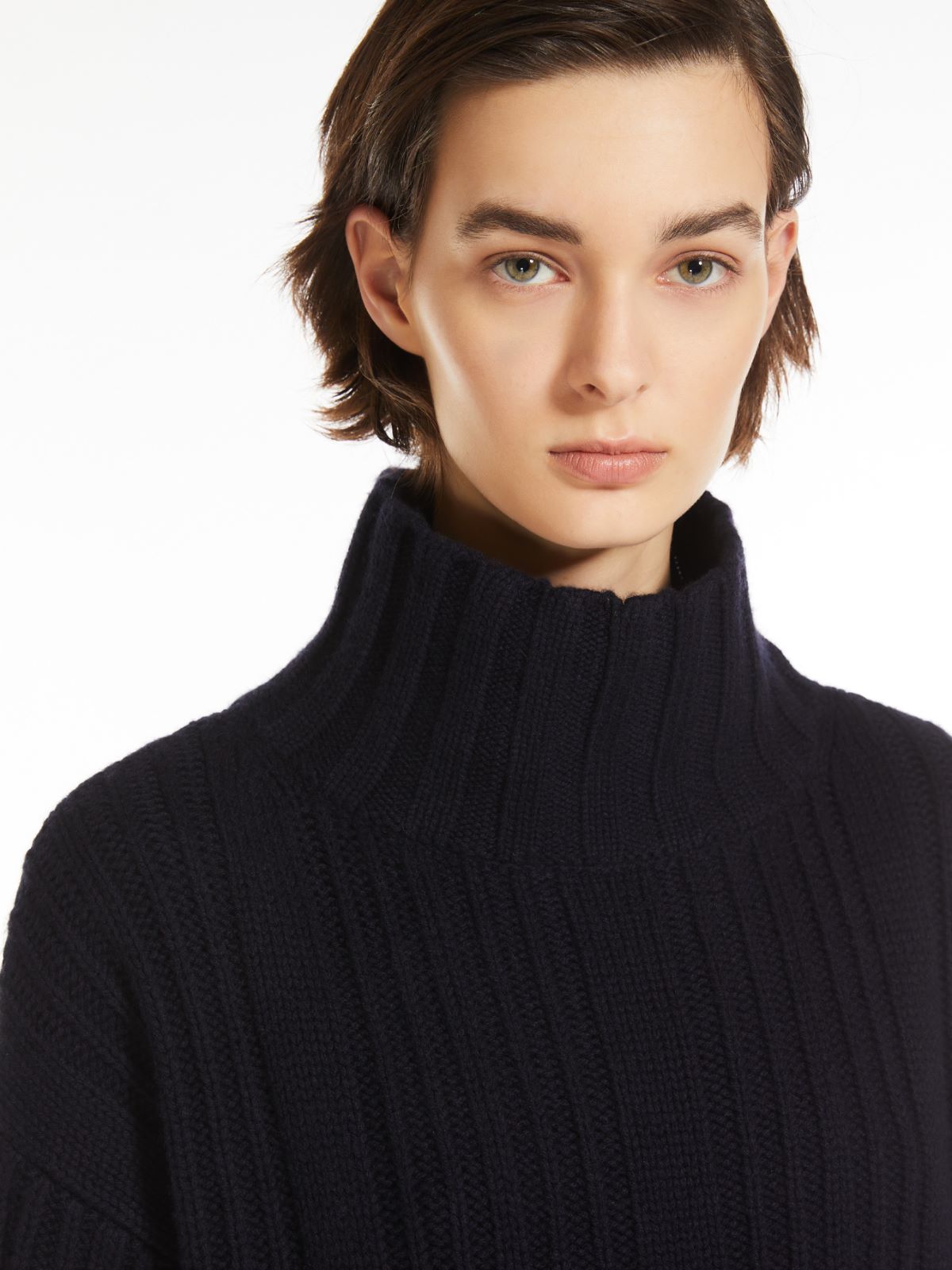 Wool and cashmere polo-neck jumper