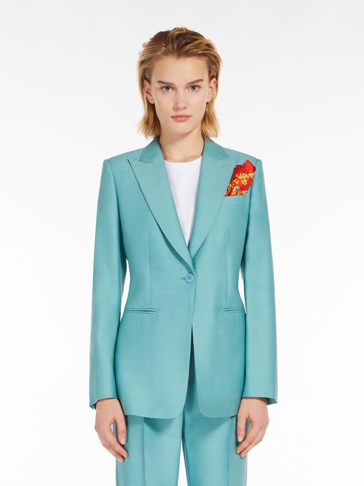 Wool and silk duchess satin blazer