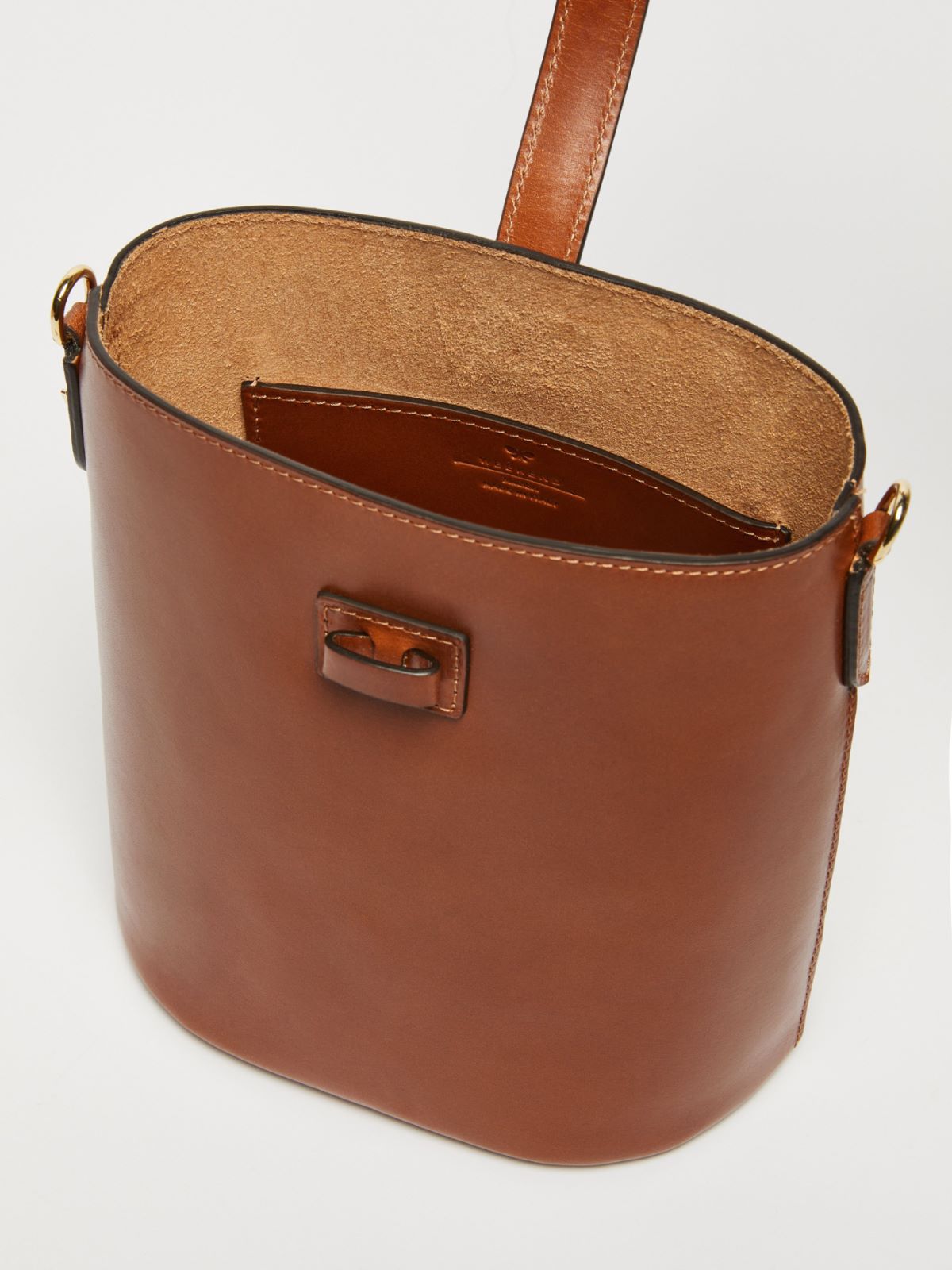 Small leather bucket bag