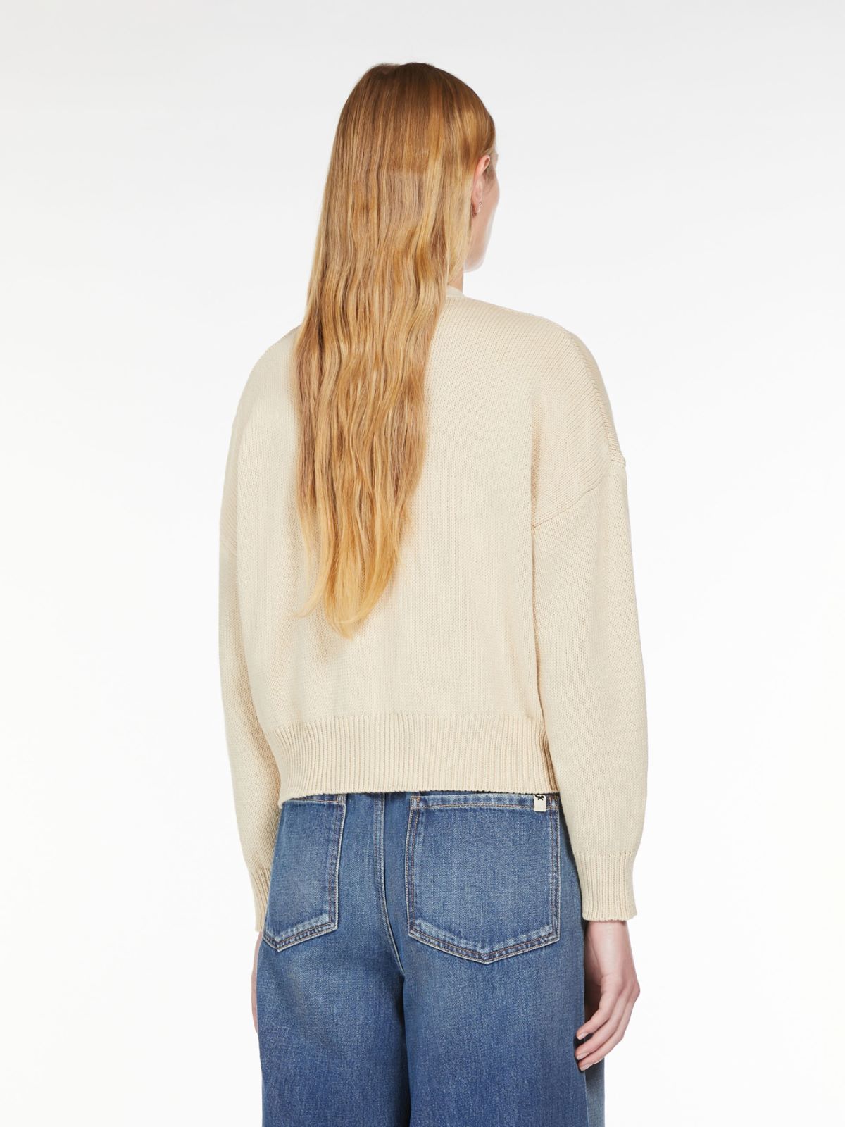 Inlay-detail cotton cardigan