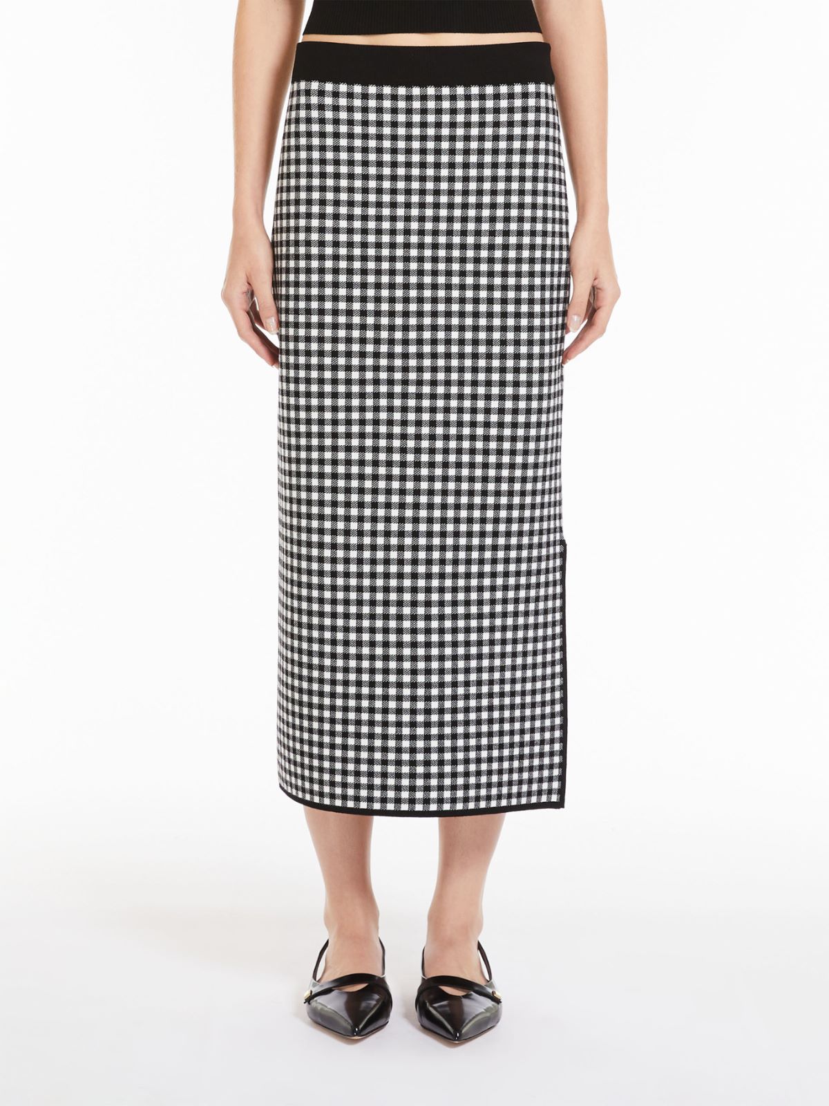 Jacquard viscose pencil skirt