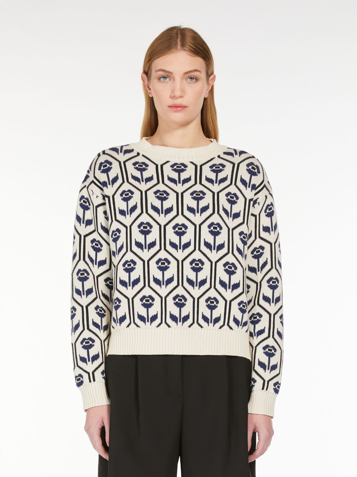 Jacquard-knit cotton sweater