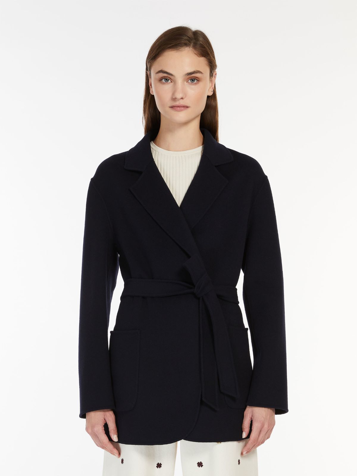 Oversized belted wool jacket