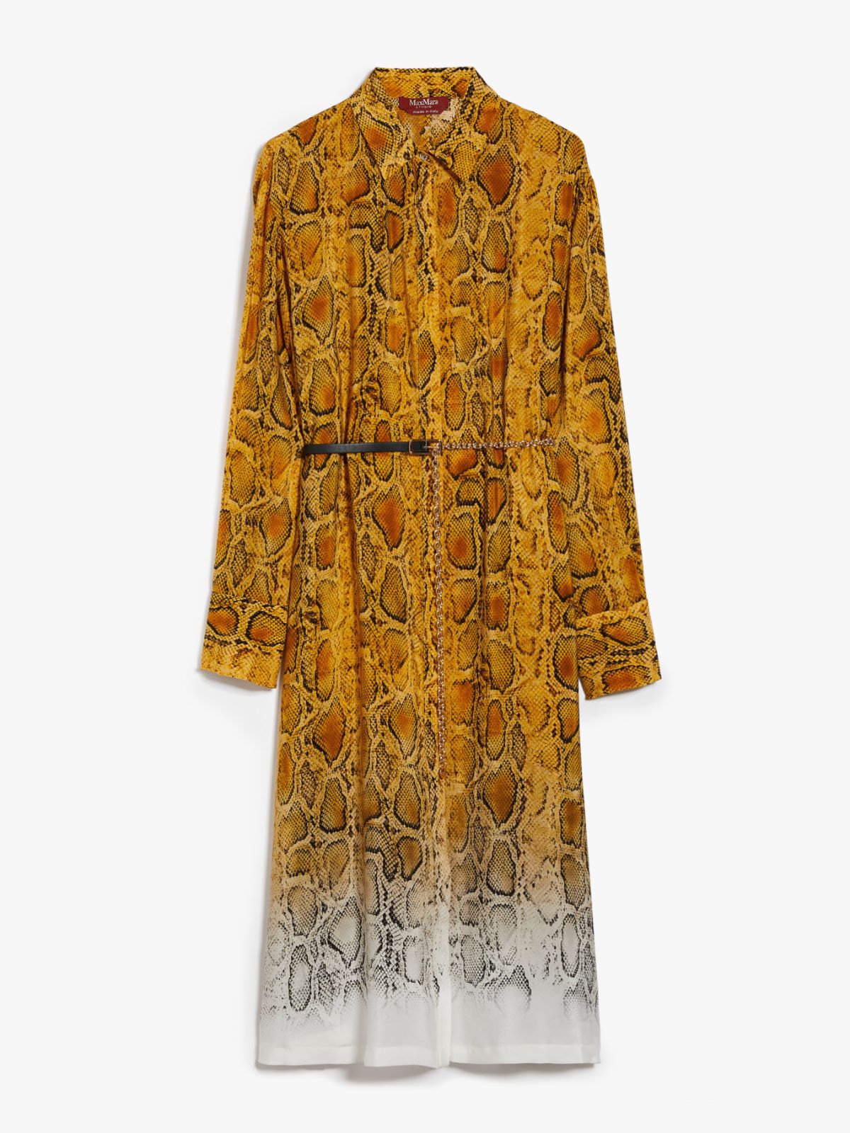 Printed silk shirt dress