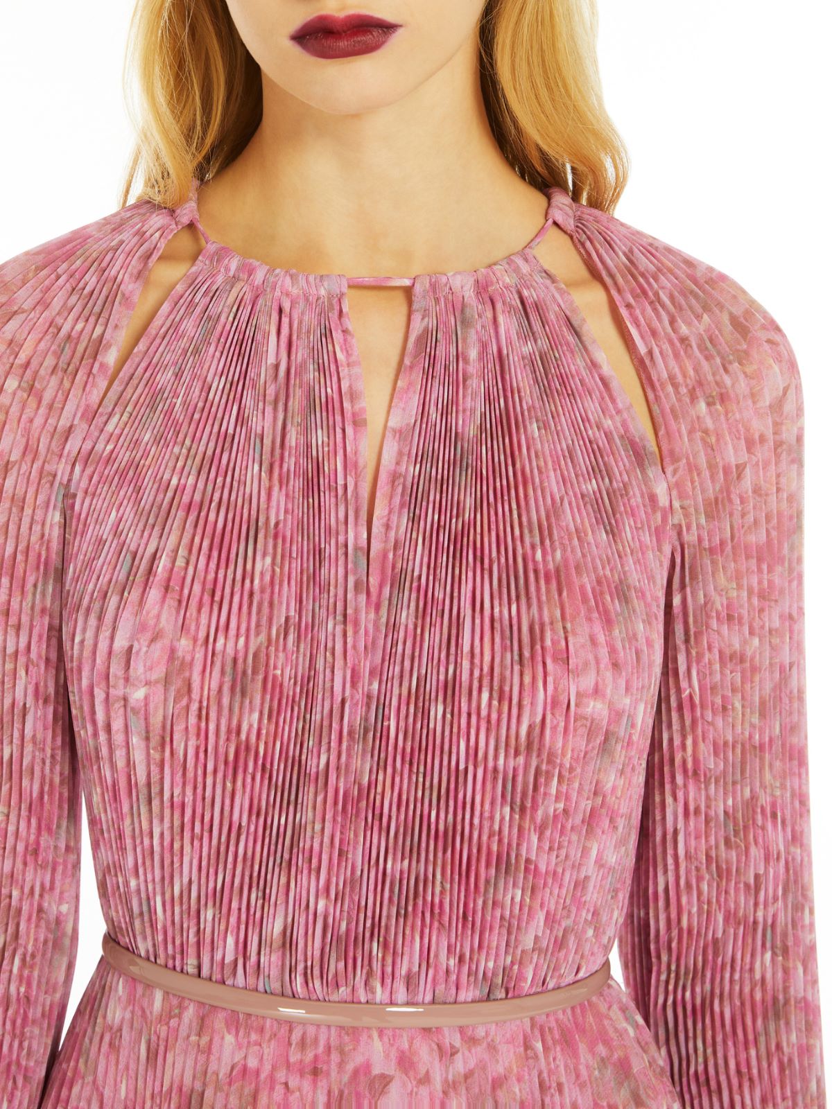 Printed silk pleated dress