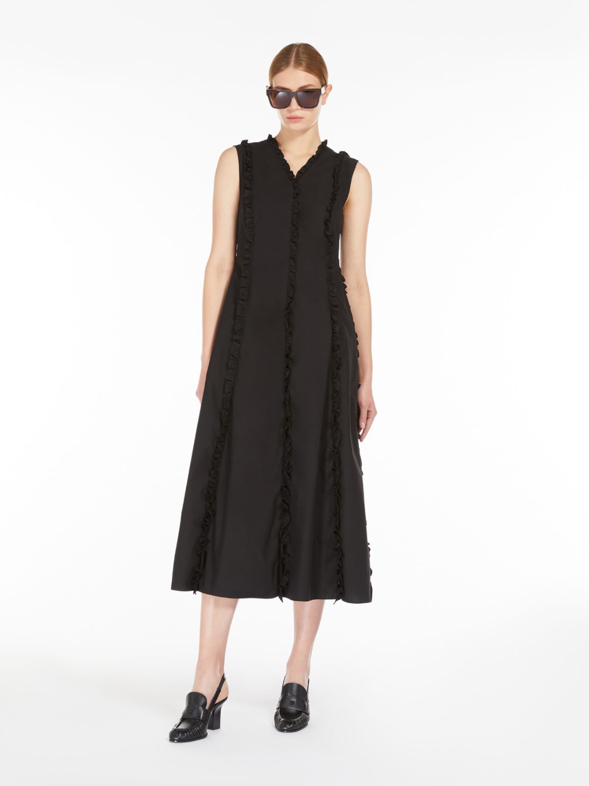 Poplin dress with frills