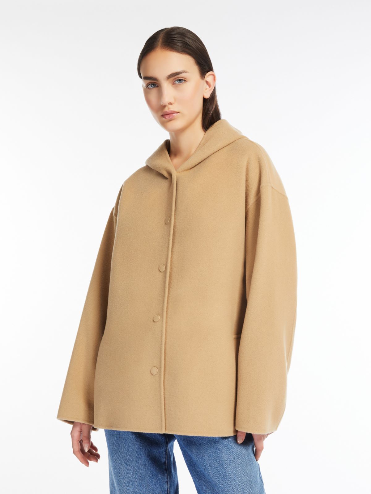 Hooded wool coat