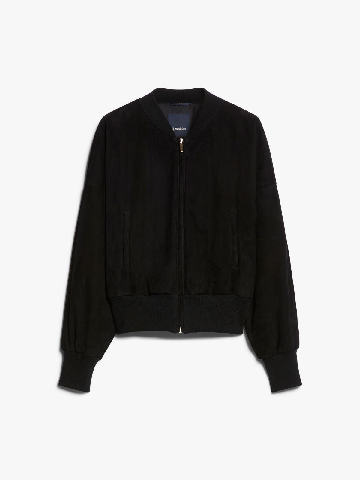 Suede cropped bomber jacket