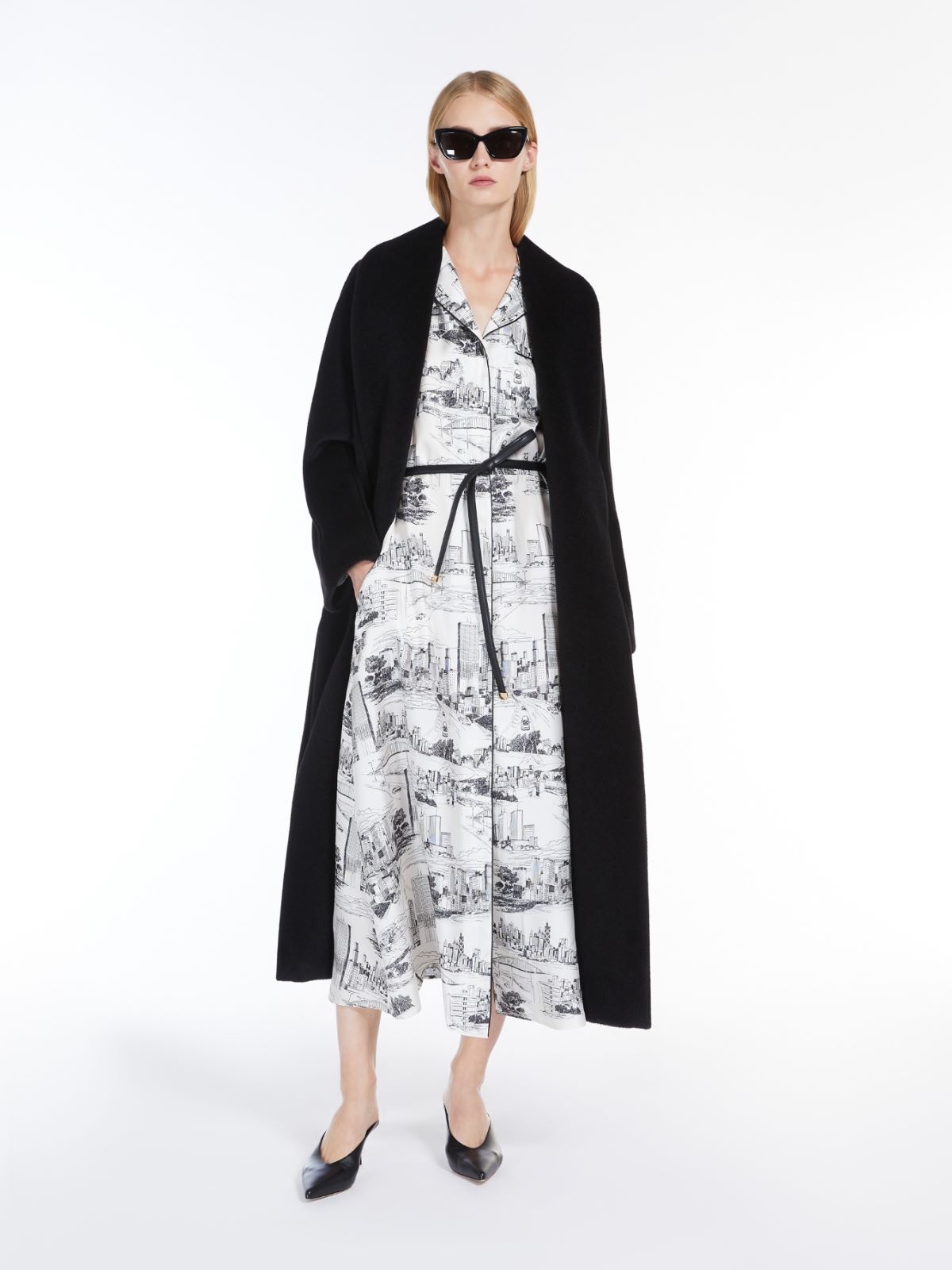 Printed silk duster dress