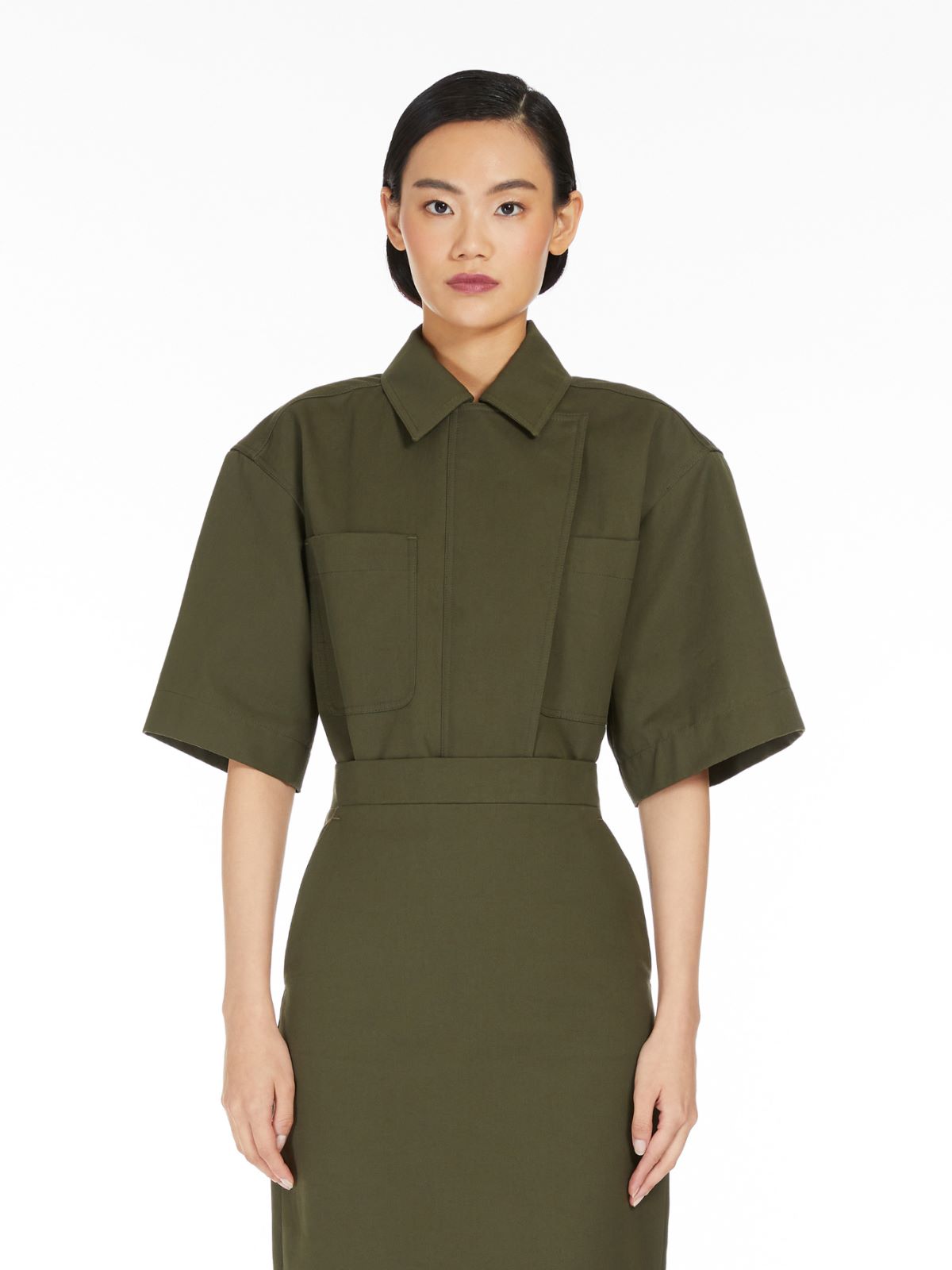 Cotton canvas oversized shirt