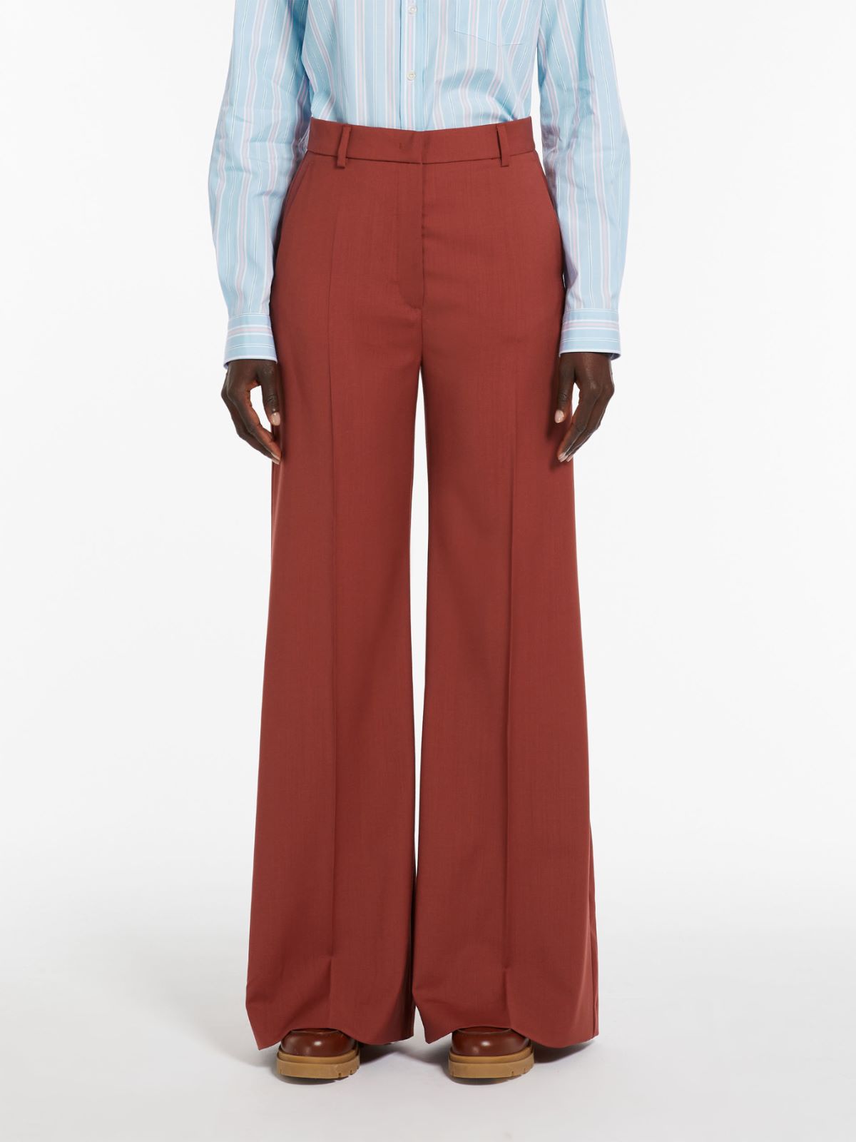 Flared woollen cloth trousers
