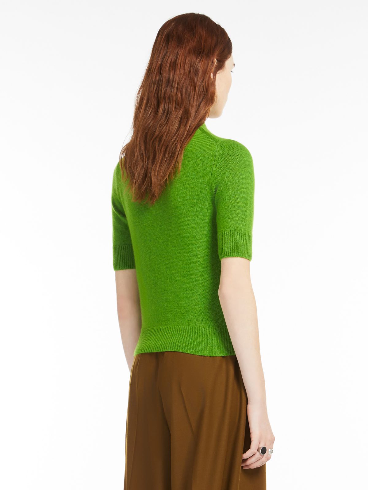 Short-sleeved wool and cashmere sweater