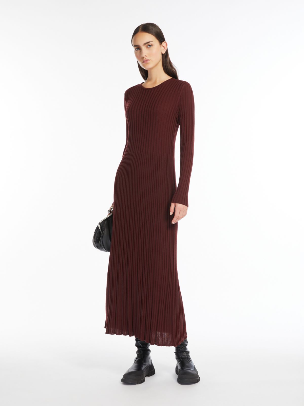 Wool blend-knit dress