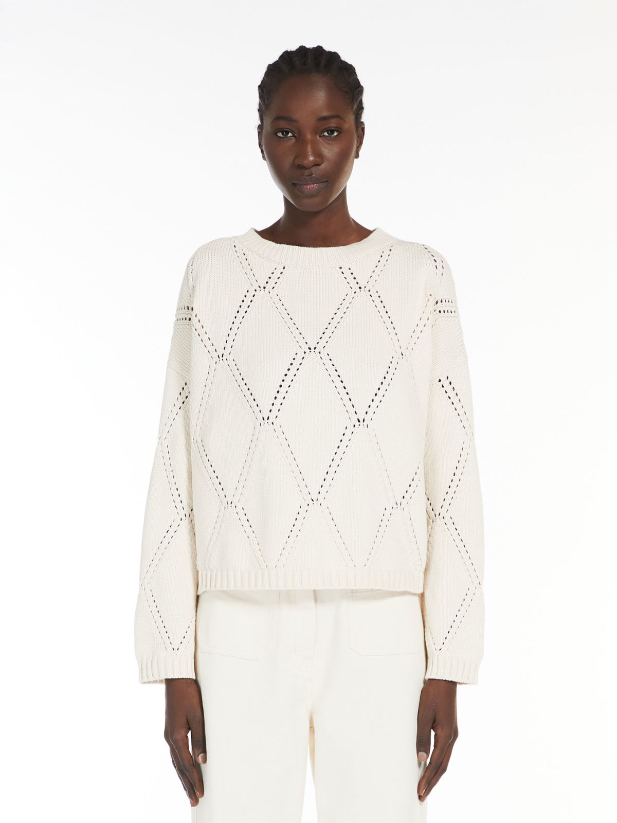 Oversized diamond-knit cotton sweater