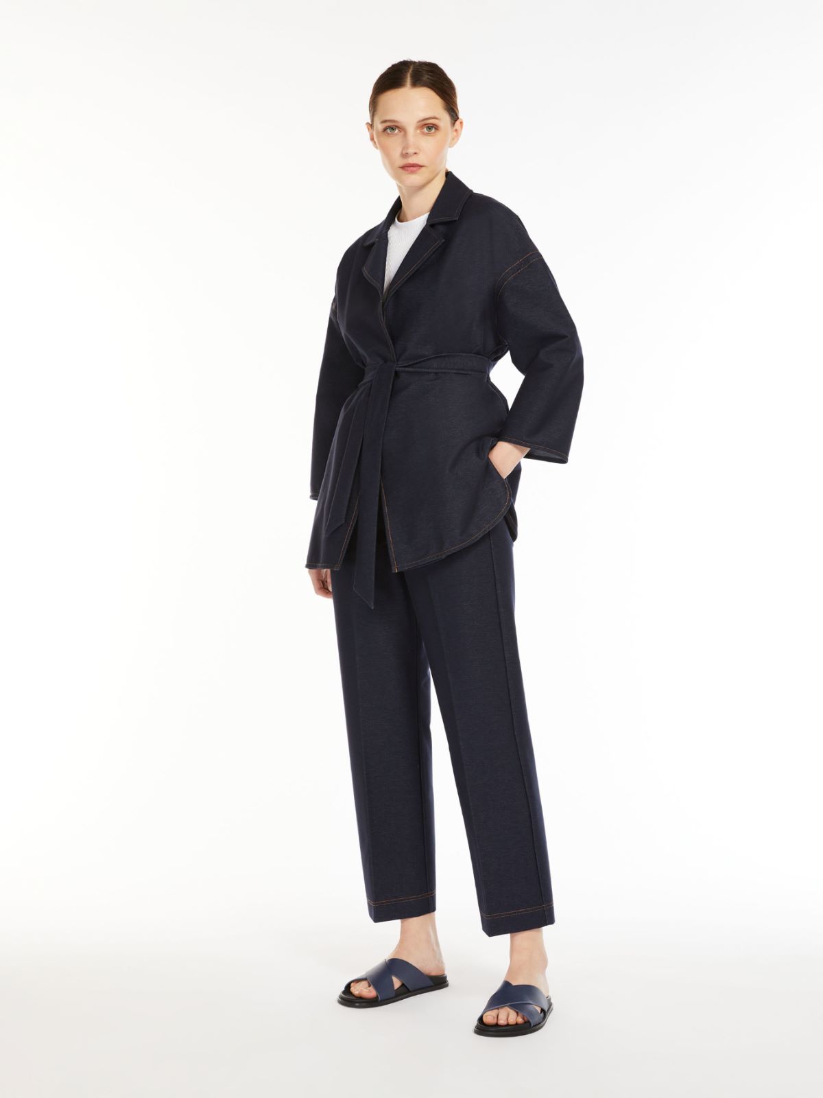 Denim-look jersey robe jacket