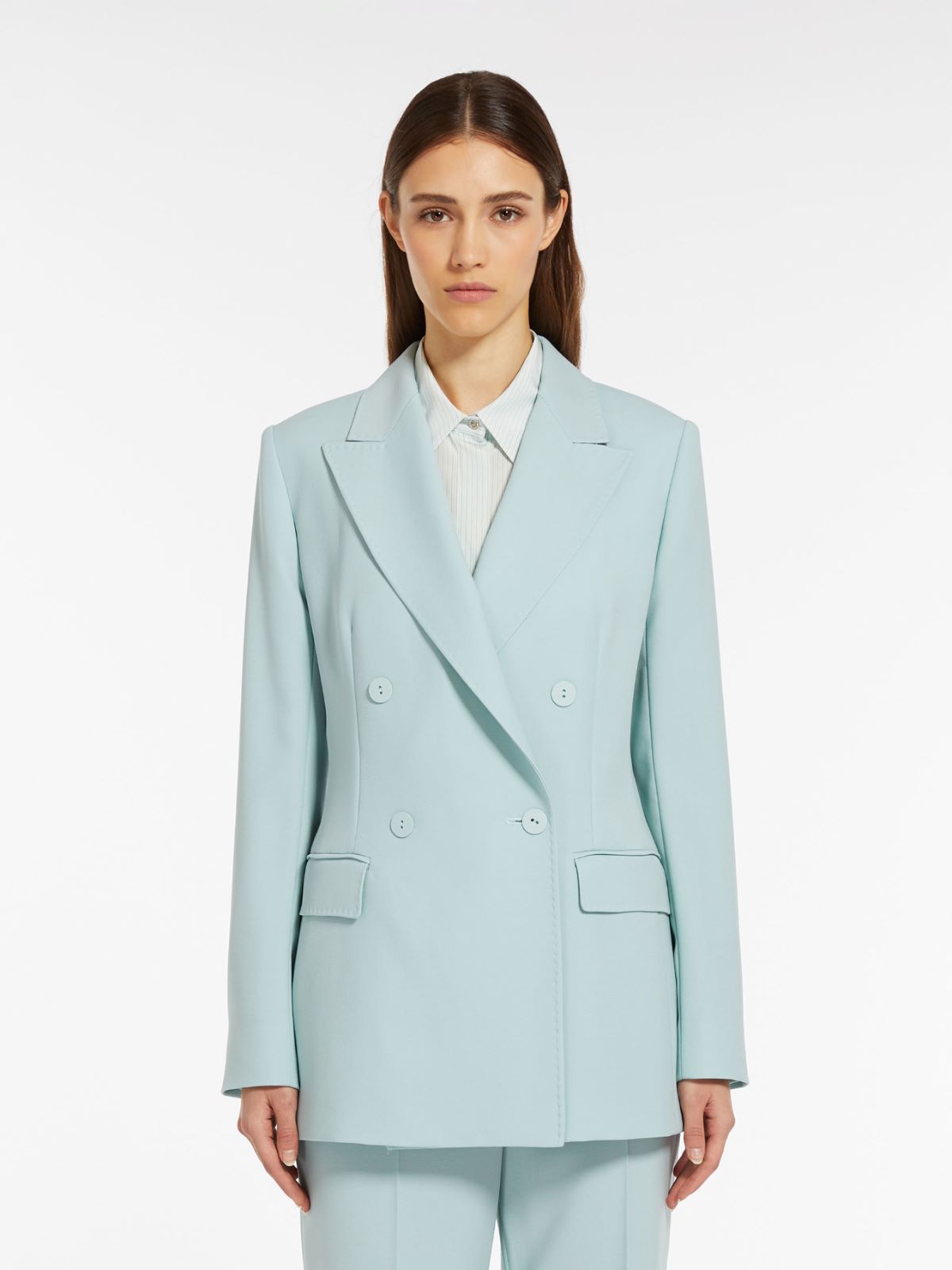 Double-breasted wool crepe blazer