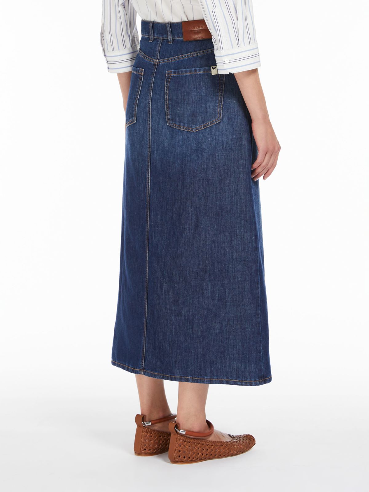 Cotton denim and linen skirt