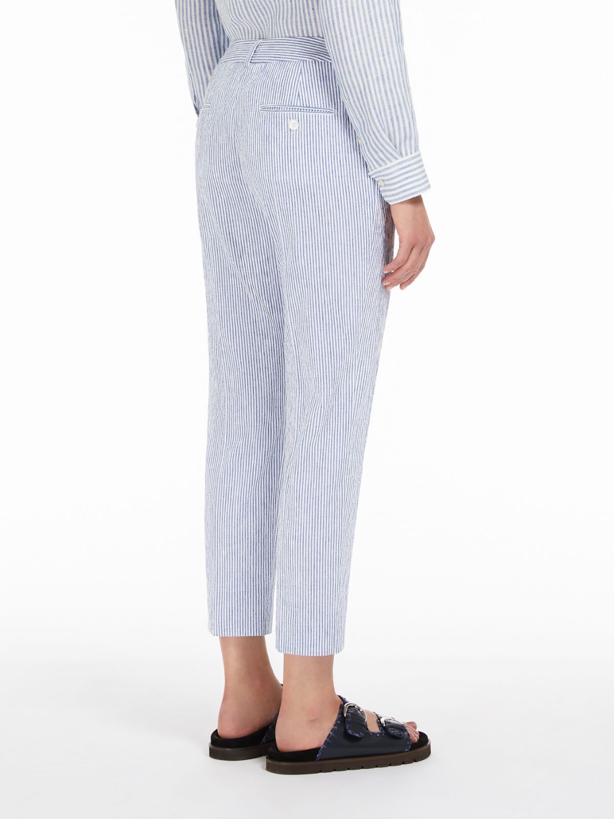 Cotton and linen seersucker trousers