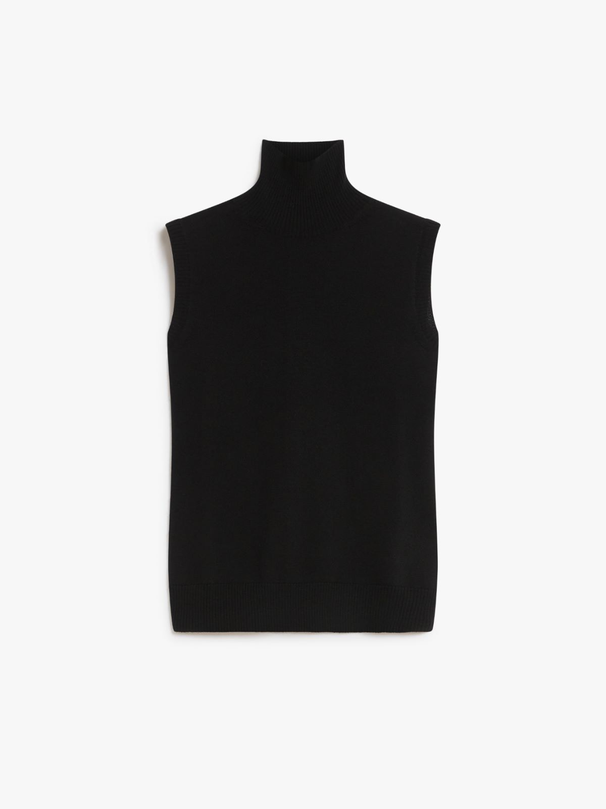 Sleeveless mock polo-neck sweater