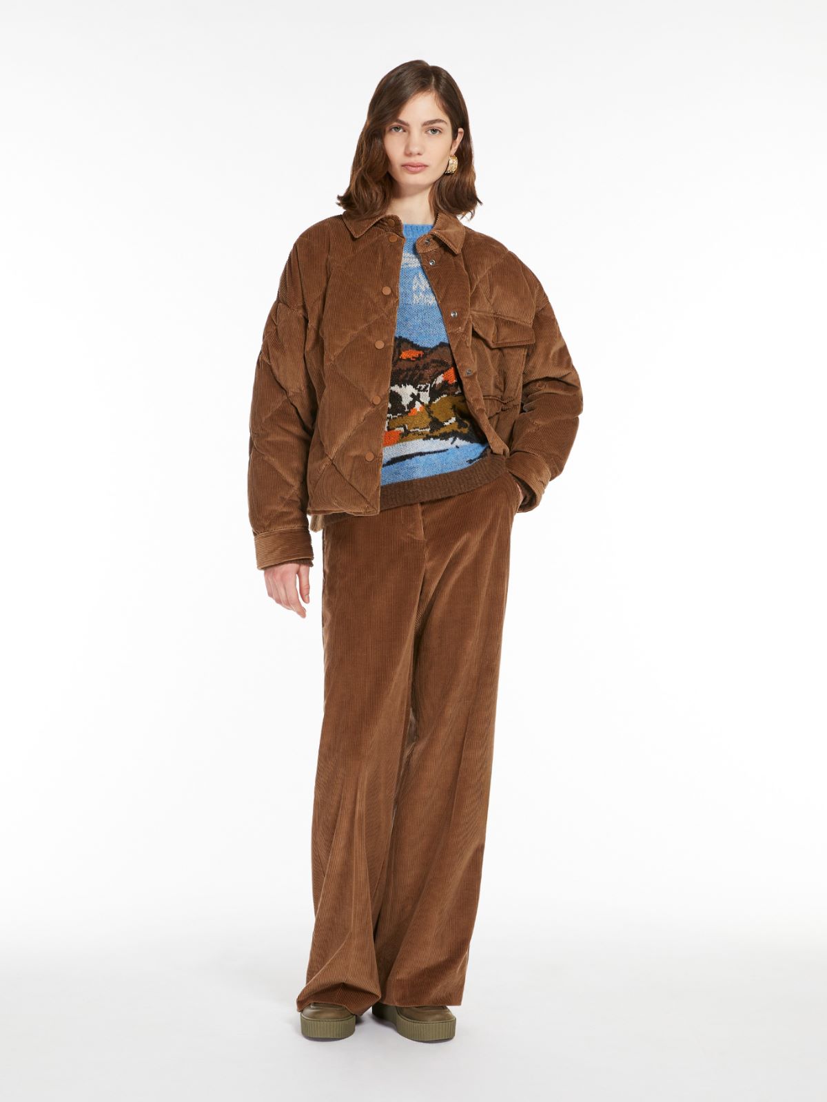 Wide-leg velvet trousers