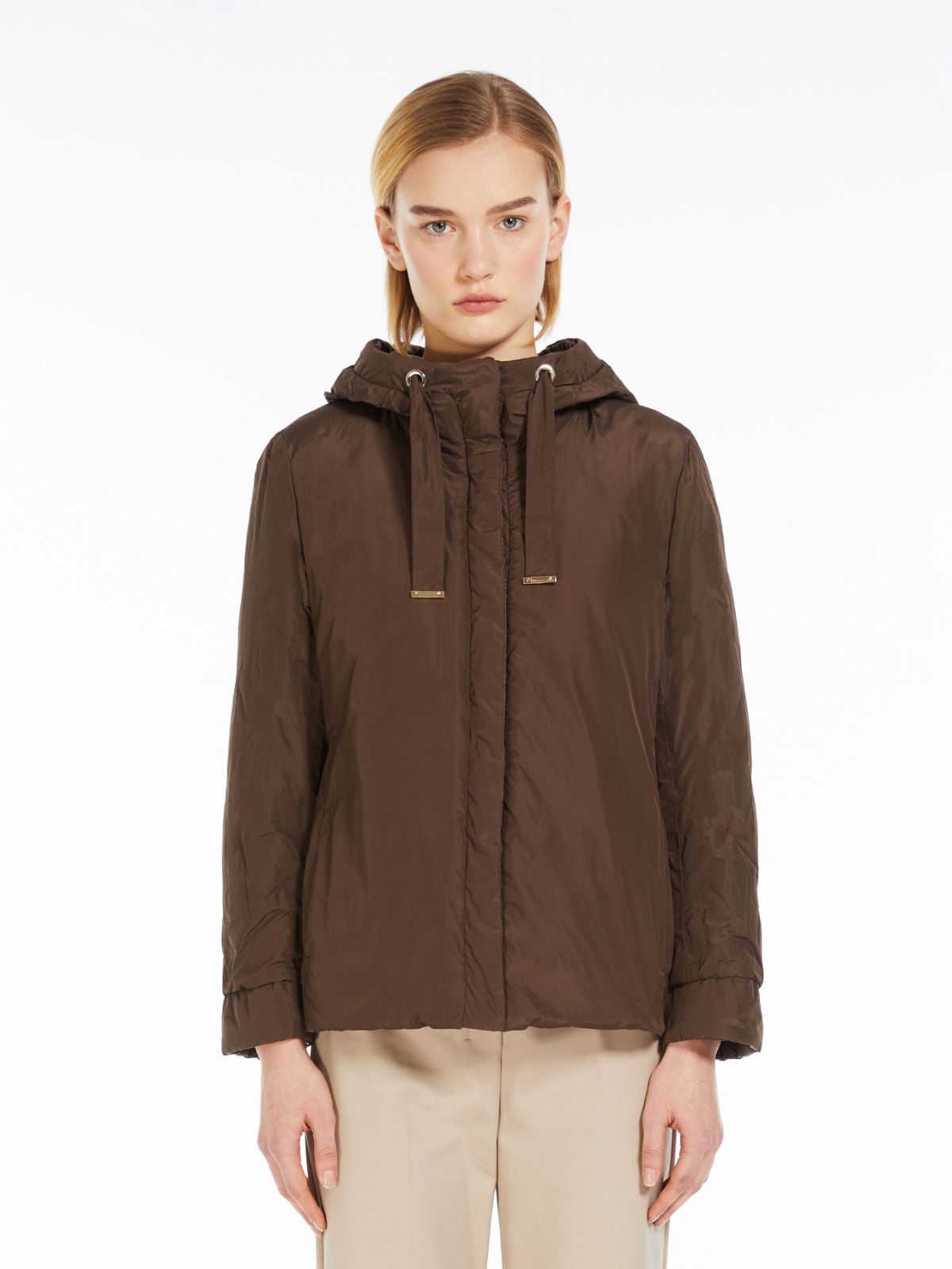 Reversible down jacket in water-resistant canvas