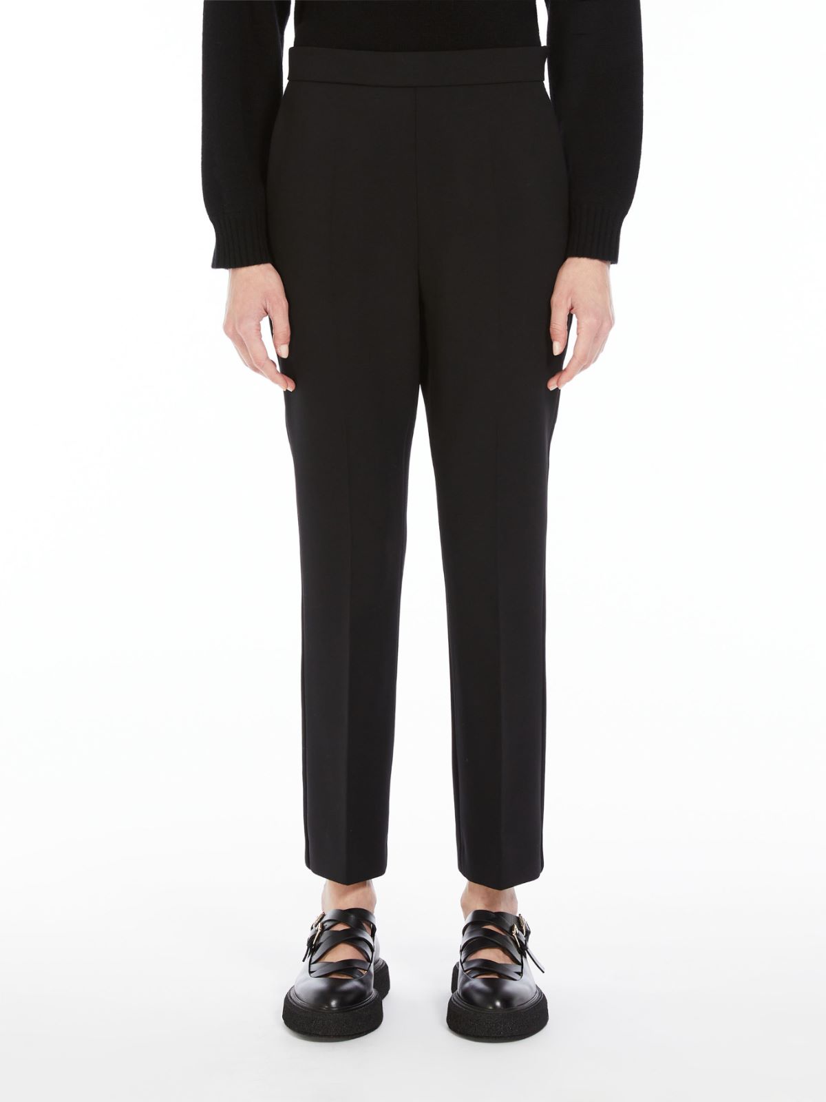 Wool crêpe ankle-length trousers