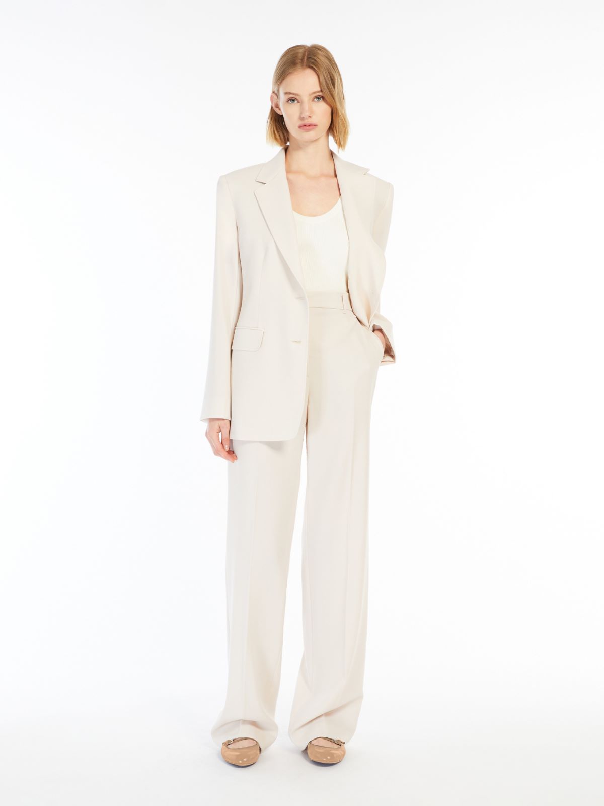 Wool crêpe satin trousers