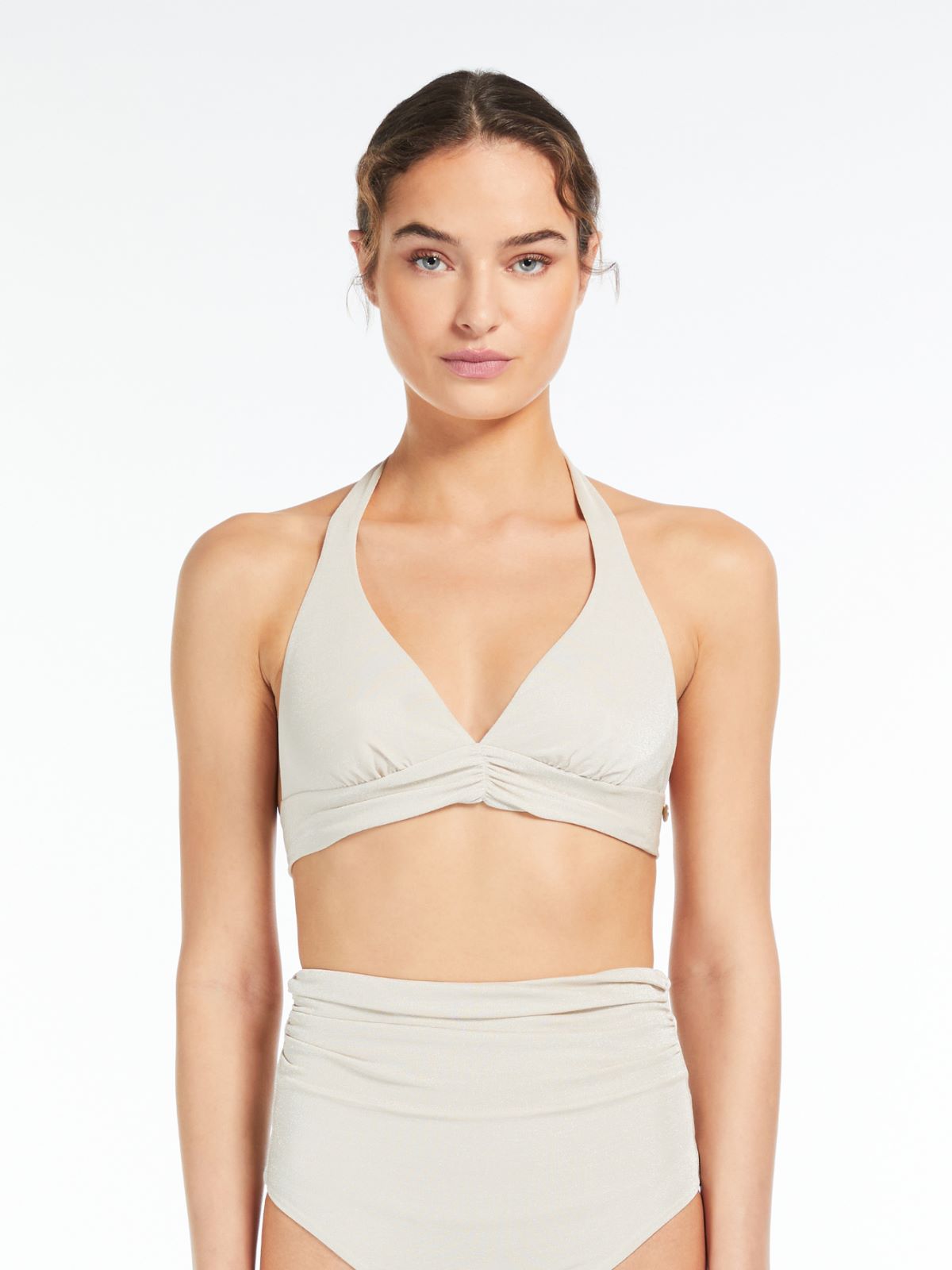 Jersey and lurex bikini top