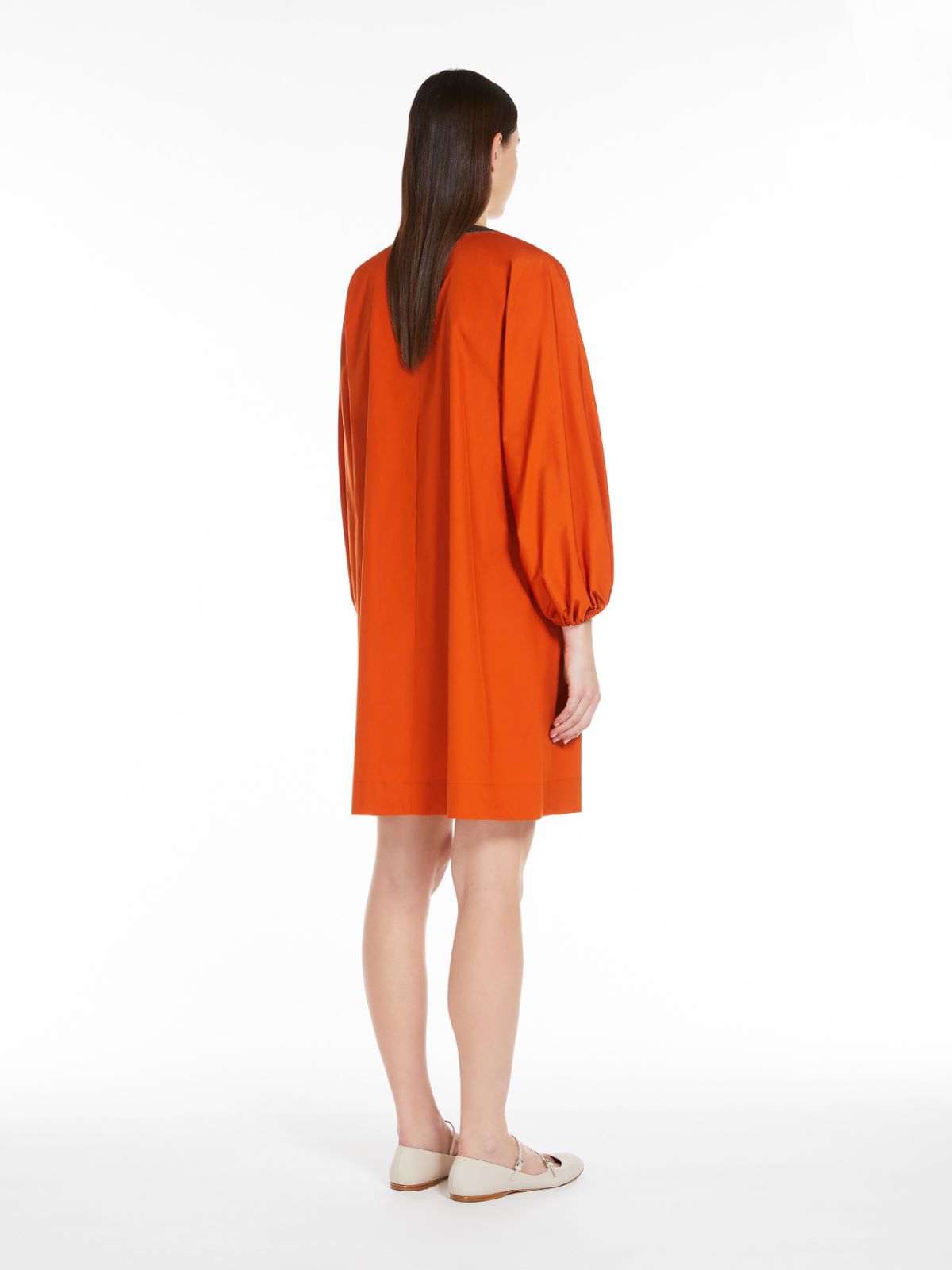 Cotton poplin V-neck dress