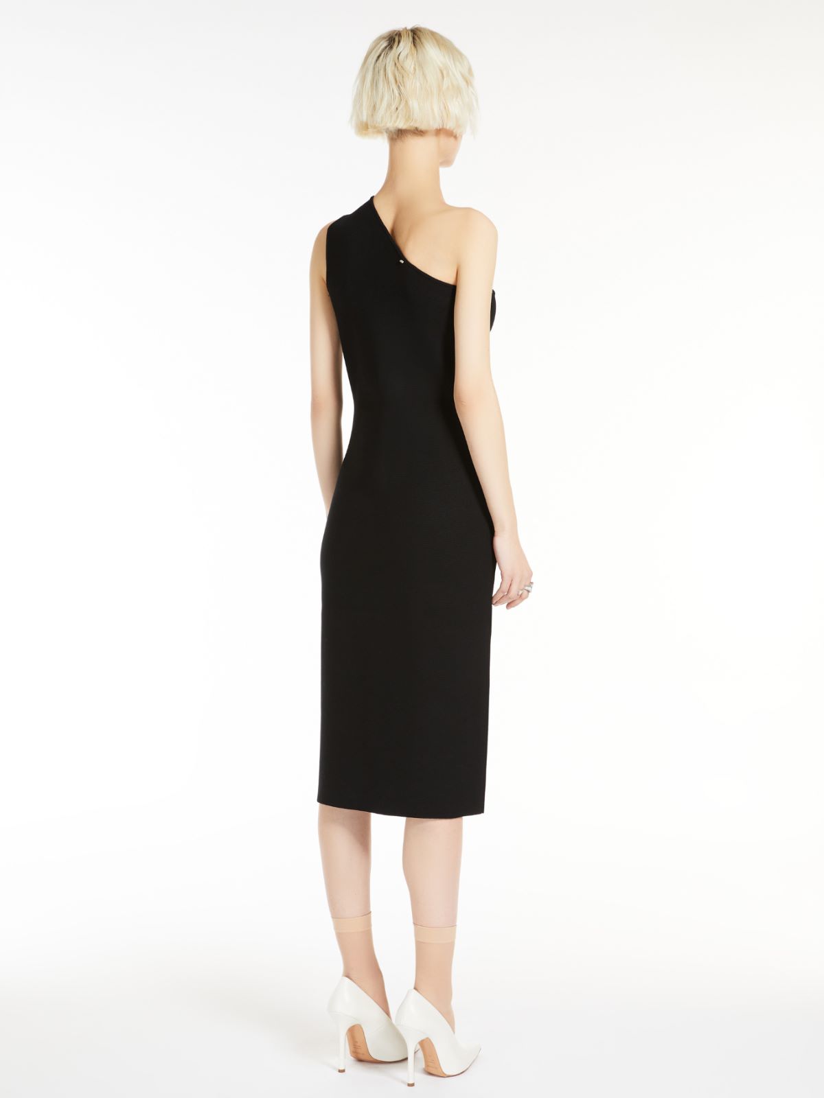 Knitted viscose one-shoulder dress