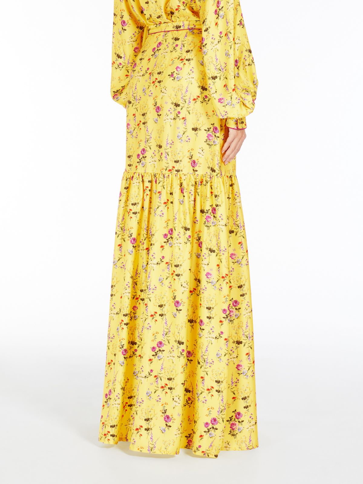 Long printed silk skirt