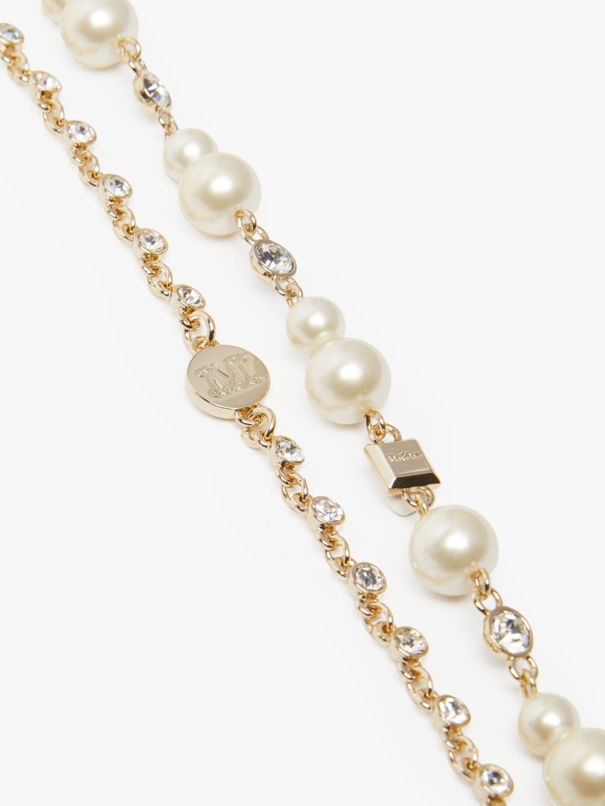 Pearl and rhinestone long necklace