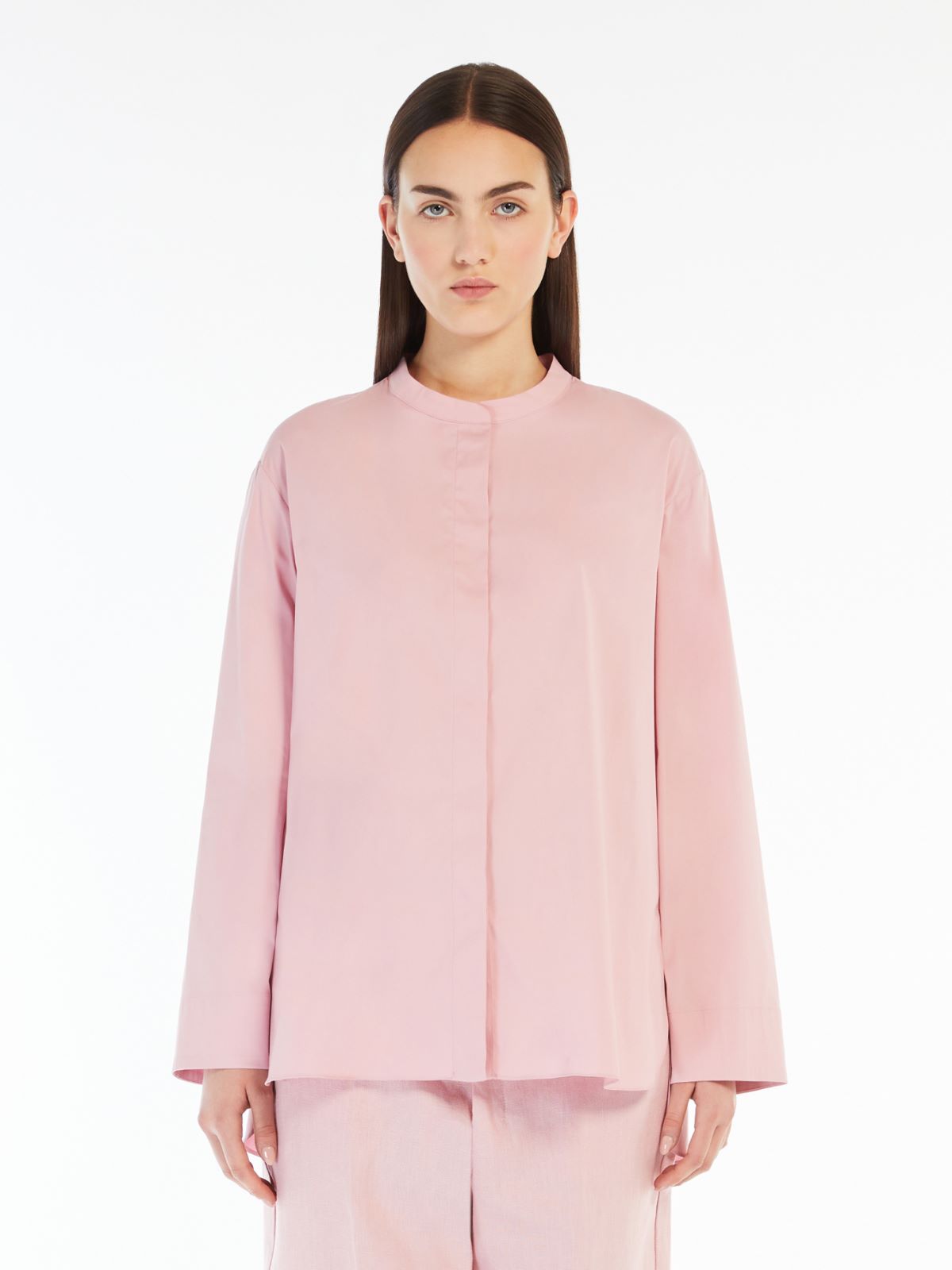 Flared poplin shirt