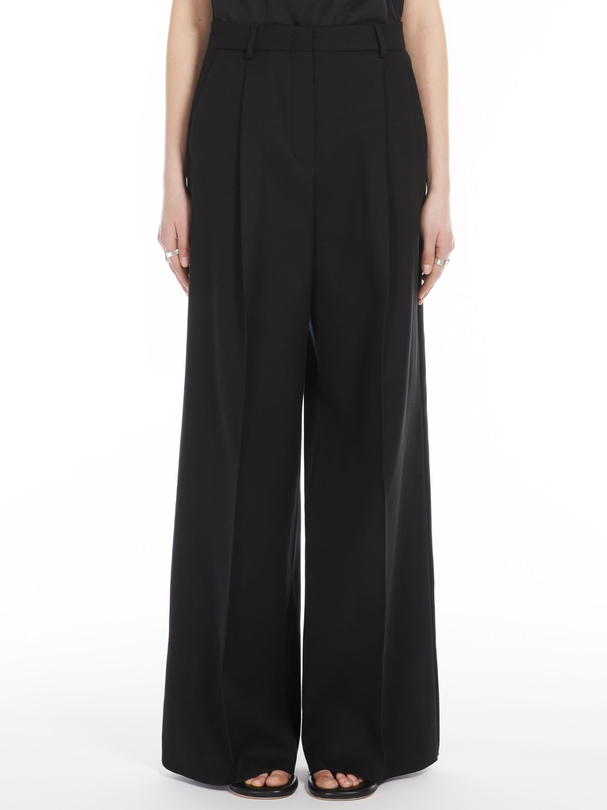 Wide-fit double-faced cady trousers