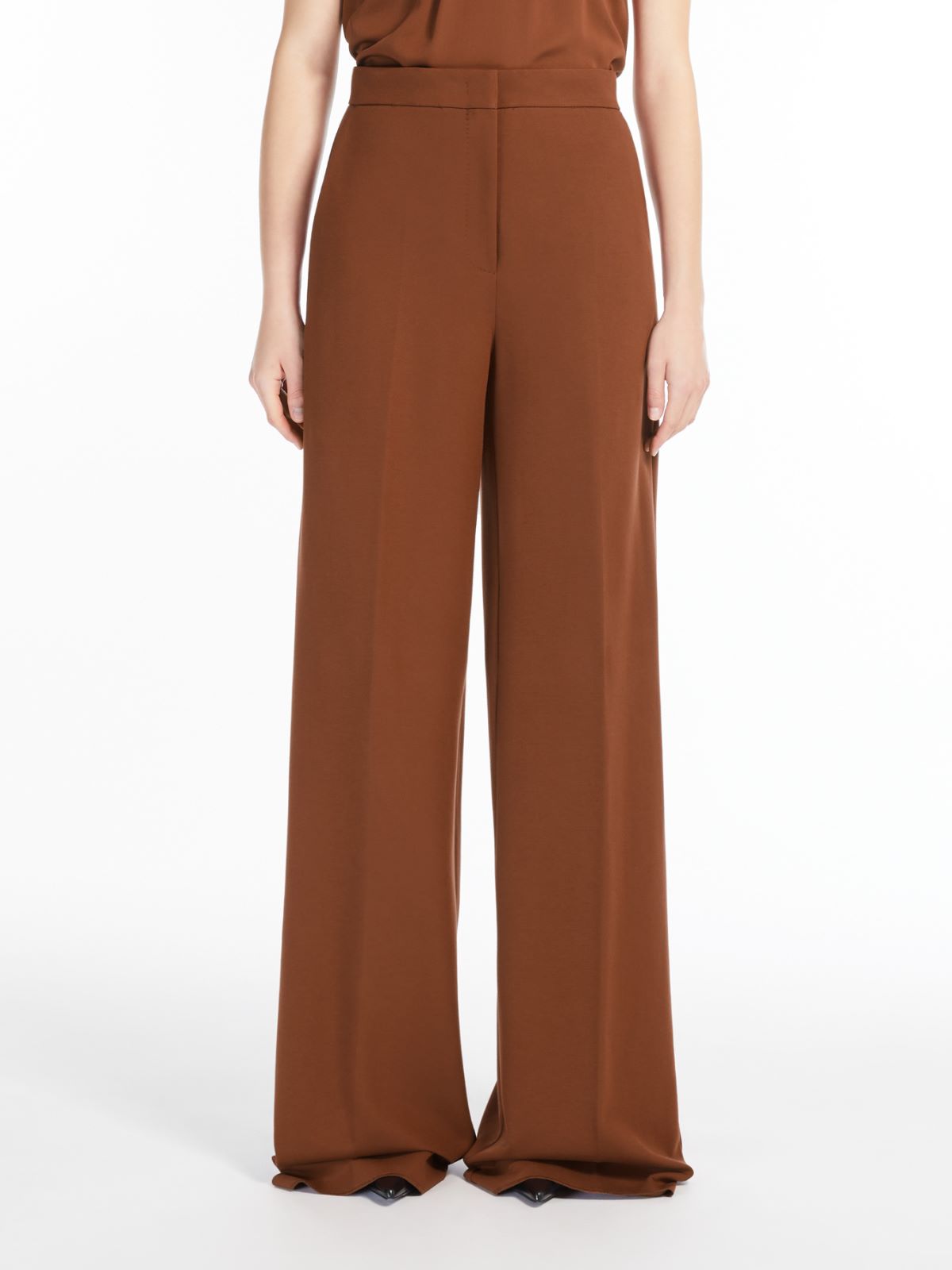 Long compact jersey trousers