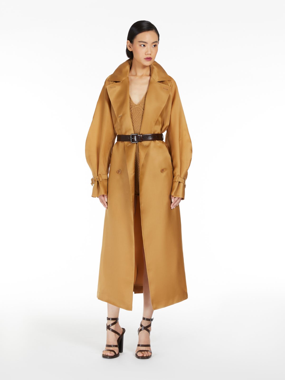 Oversized organza trench coat