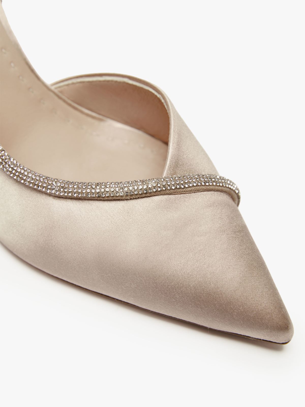 Crystal-adorned satin court shoes