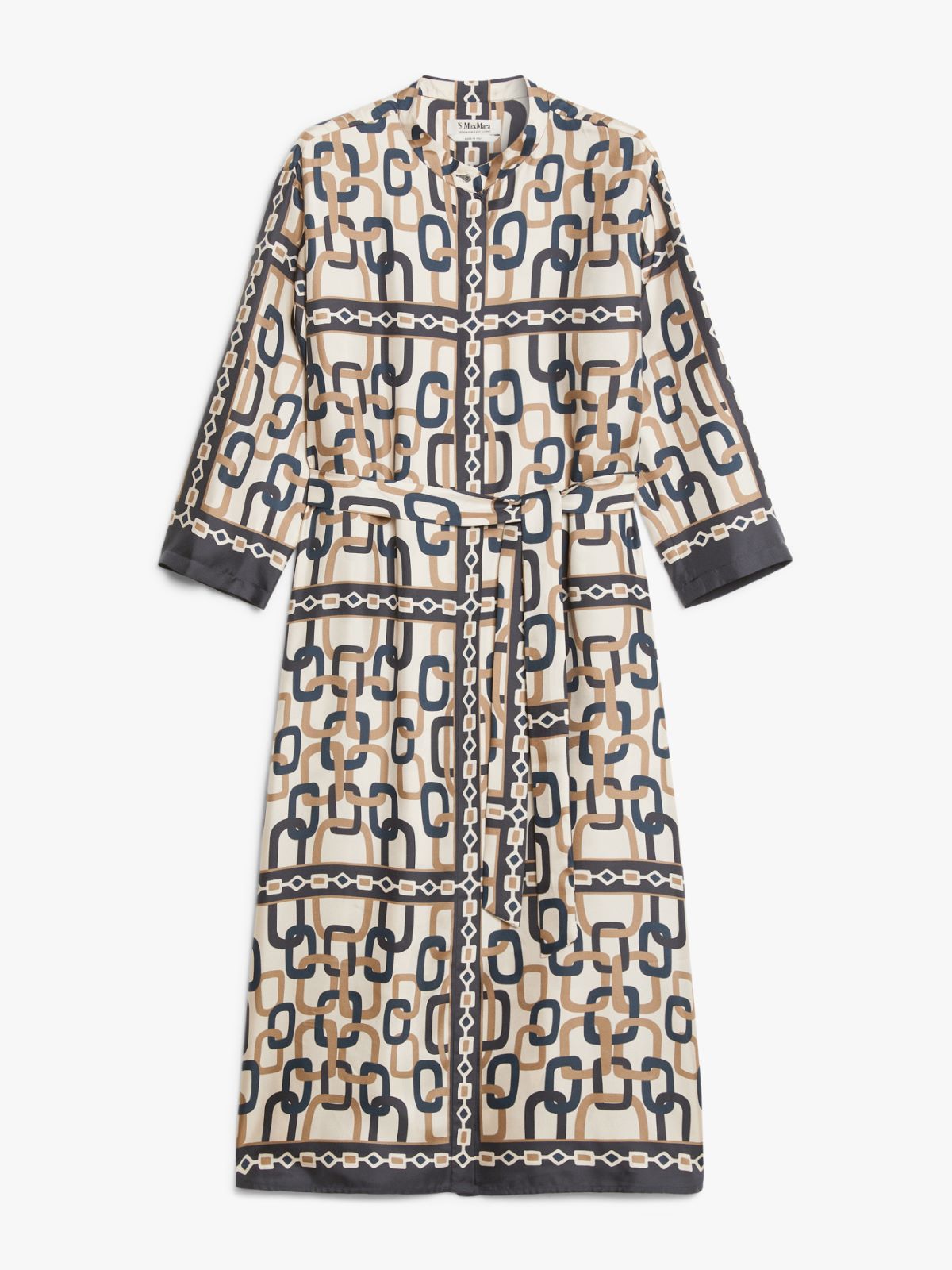 Printed silk twill dress