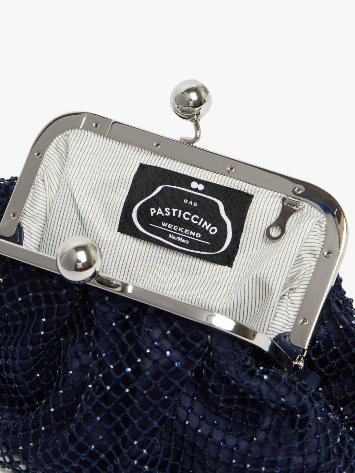 Small Pasticcino Bag in mesh and rhinestones